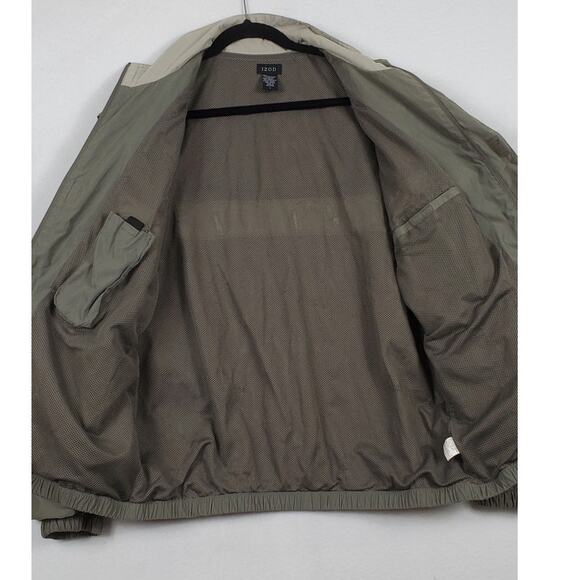 Vintage IZOD Lightweight Full Zip Golf Jacket Greenish/Grey Men Sz L PRE-OWNED - Picture 7 of 13